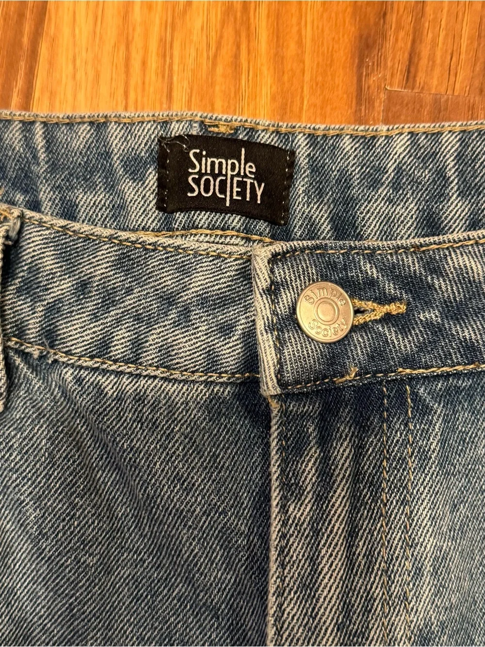 Simple Society Patchwork Distressed Women’s Jeans - Blue Denim, Size 13/31